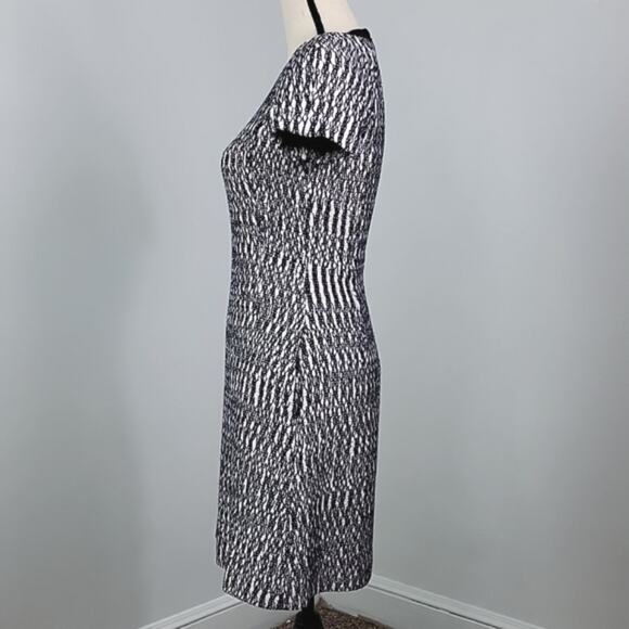 Tory Burch Marbled Woven Tweed V-Neck A-Line Black White Navy Dress 0 - Picture 6 of 15